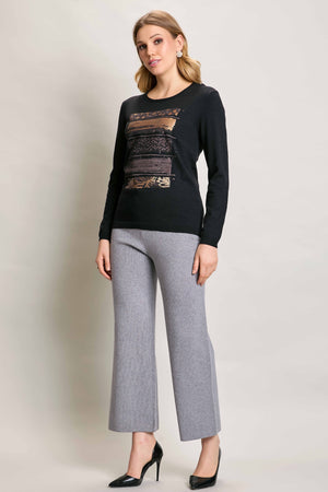 Blusa invernal manga larga color negro con estampado