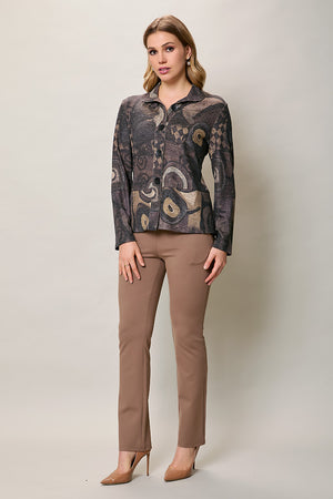 Blusa invernal manga larga de botones color gris