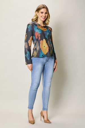 Blusa invernal estampada manga larga cuello redondo