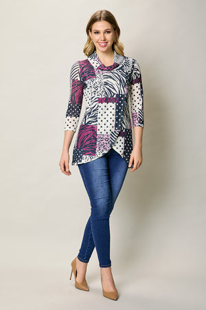 Blusa manga larga estampado multiforma color rosa