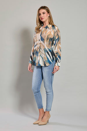 Blusa casual manga larga estampado multicolor