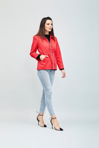 Chamarra casual ajustable impermeable color rojo