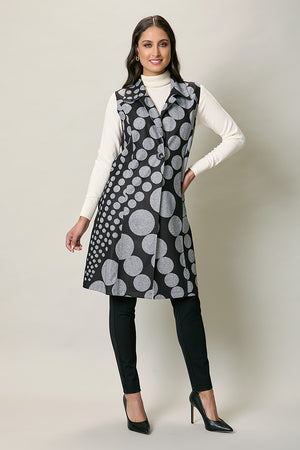 Chaleco largo casual color negro con estampado gris