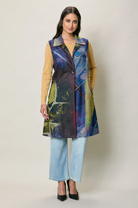 Chaleco largo casual multicolor con bolsillos