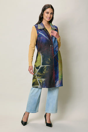 Chaleco largo casual multicolor con bolsillos