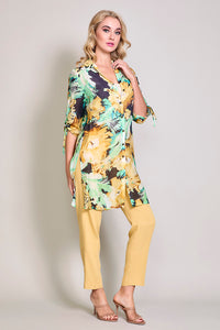 Túnica larga elegante estampado floral manga 3/4
