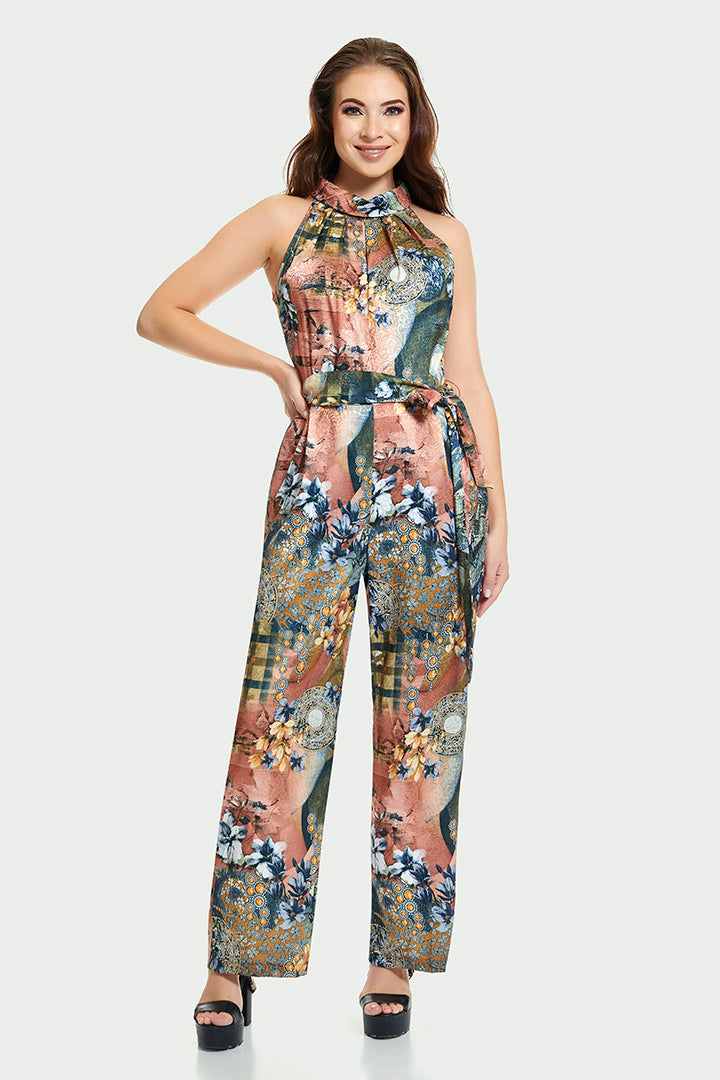 JUMPSUIT TIPO HALTER CON ESTAMPADO MULTICOLOR