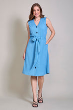 Cargar imagen en el visor de la galería, Vestido básico casual sisado color azul con pretina