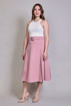 Cargar imagen en el visor de la galería, Falda larga formal color rosa palo con cinturón