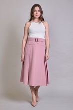 Cargar imagen en el visor de la galería, Falda larga formal color rosa palo con cinturón