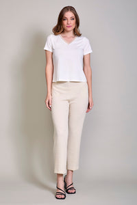Blusa básica casual color blanco cuello V manga corta