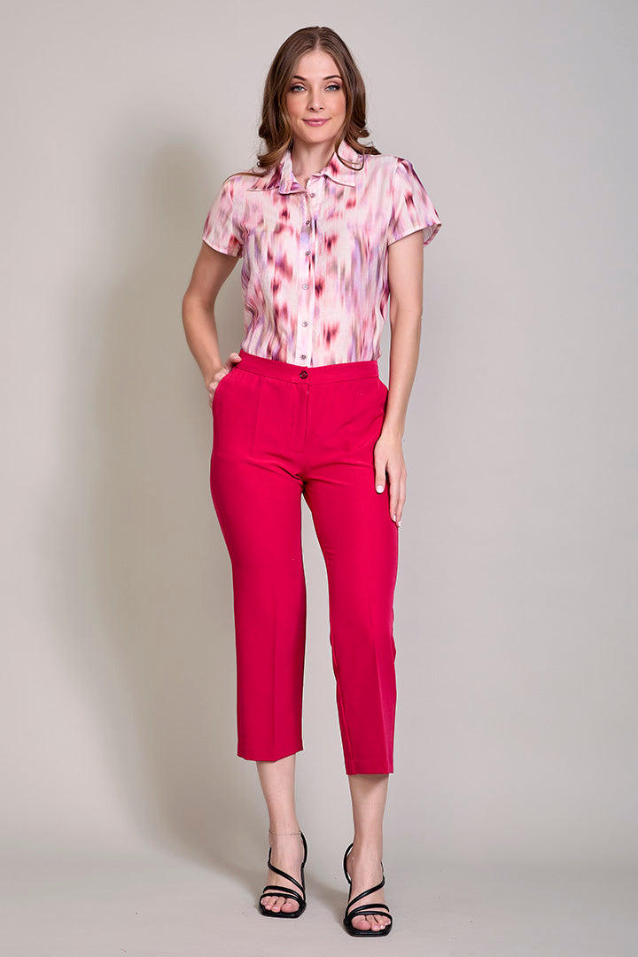 Pantalón básico recto color fiusha con bolsillos – Karen Kein
