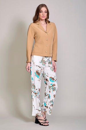Saco casual manga larga con botones color beige