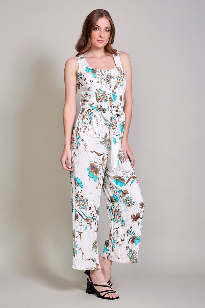 Jumpsuit casual sin manga con estampado floral
