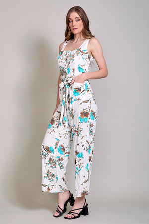 Jumpsuit casual sin manga con estampado floral