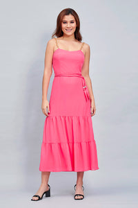 MAXI VESTIDO JUVENIL COLOR ROSA FALDA GYPSY