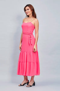 MAXI VESTIDO JUVENIL COLOR ROSA FALDA GYPSY