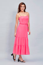 Cargar imagen en el visor de la galería, MAXI VESTIDO JUVENIL COLOR ROSA FALDA GYPSY