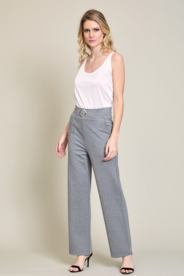 Pantalón de bota amplia casual color gris con bolsillos