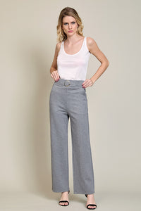 Pantalón de bota amplia casual color gris con bolsillos