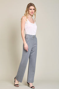 Pantalón de bota amplia casual color gris con bolsillos