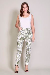 Pantalón casual estampado color verde con resorte