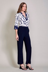 Pantalón de vestir color marino con bolsillos y resorte