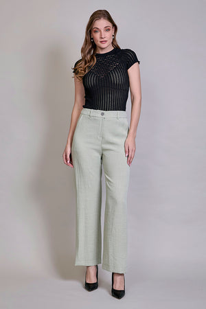 Pantalón formal largo verde salvia claro suelto de abajo