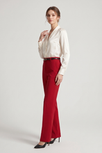 Cargar imagen en el visor de la galería, Pantalón recto elegante color rojo con cinturón