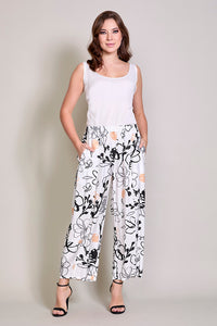 Pantalón casual bota amplia con pretina y estamado