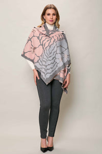 Bufanda larga invernal elegante con estampado rosa