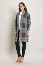 Cargar imagen en el visor de la galería, Suéter largo casual color azul con estampado y bolsillos