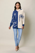 Cargar imagen en el visor de la galería, Suéter casual con cierre color azul estampado