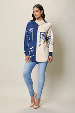 Cargar imagen en el visor de la galería, Suéter casual con cierre color azul estampado
