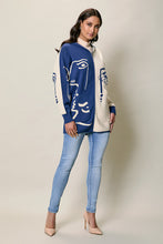 Cargar imagen en el visor de la galería, Suéter casual con cierre color azul estampado