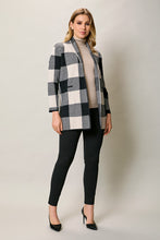 Cargar imagen en el visor de la galería, Suéter largo casual estampado a cuadros color negro