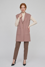 Cargar imagen en el visor de la galería, Chaleco largo invernal beige con botones y bolsillos