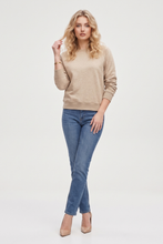 Cargar imagen en el visor de la galería, Sudadera casual beige cuello rendondo