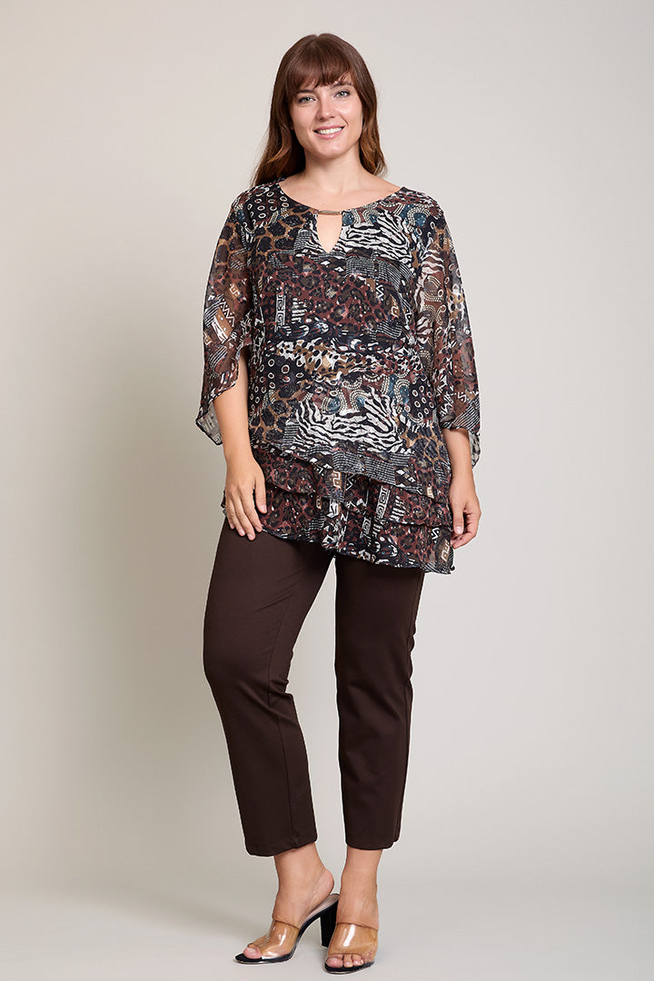 Conjunto plus de blusa estampada manga campana y pantalón – Karen Kein