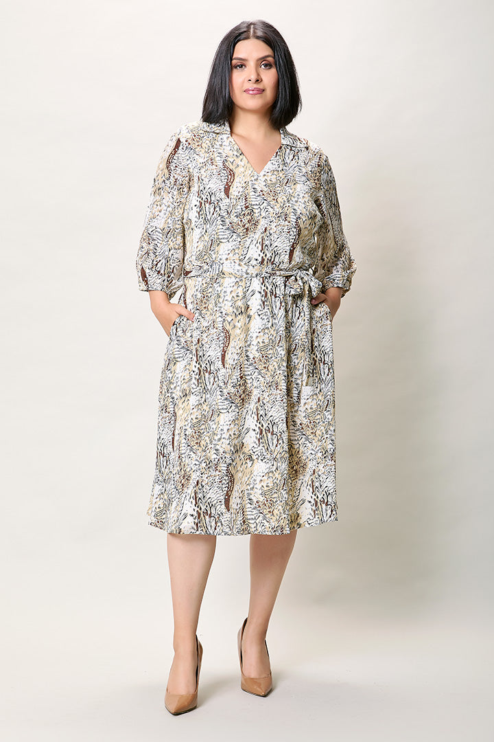 Vestido plus casual con estampado manga 3/4