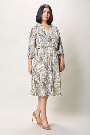 Vestido plus casual con estampado manga 3/4