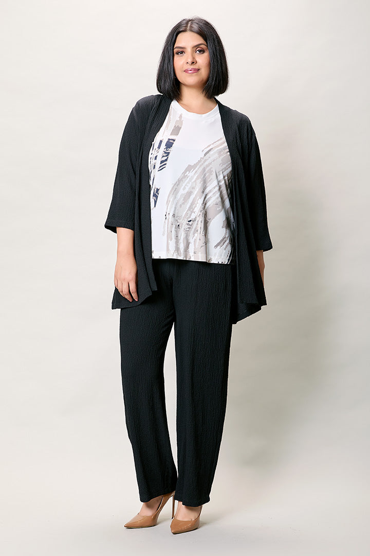 Conjunto plus de blusa estampada con ensamble y pantalón