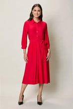 Cargar imagen en el visor de la galería, Vestido casual camisero color rojo manga 3/4