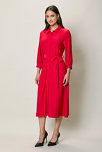 Cargar imagen en el visor de la galería, Vestido casual camisero color rojo manga 3/4