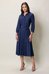Vestido casual tipo camisero color azul marino