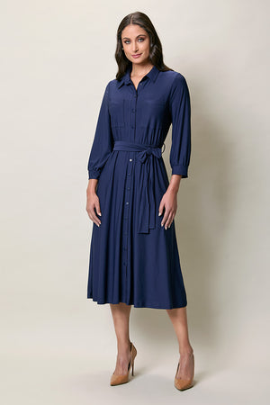 Vestido casual tipo camisero color azul marino
