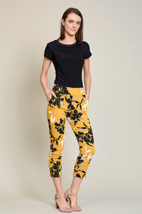 Leggings casual estampado color ambar con pretina ancha