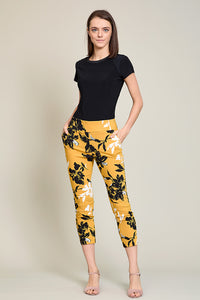 Leggings casual estampado color ambar con pretina ancha