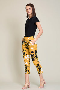 Leggings casual estampado color ambar con pretina ancha